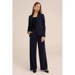 WE Fashion straight fit pantalon donkerblauw