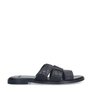 Manfield leren slippers zwart