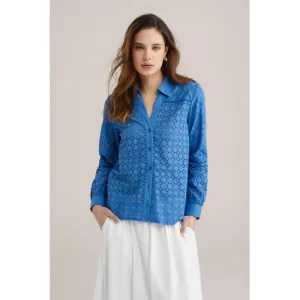 WE Fashion blouse blauw broderie