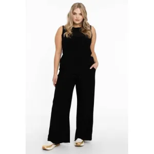 YOEK loose fit broek DOLCE van travelstof zwart