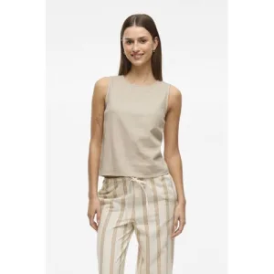 VILA linnen top zand