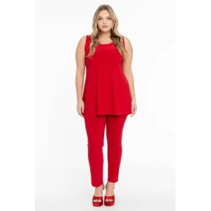 YOEK Loretta’s Favourites slim fit broek van travelstof DOLCE rood