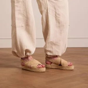 Manfield suède sandalen beige