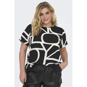 ONLY CARMAKOMA top CARVICA met all over print zwart/wit