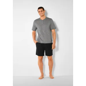 s.Oliver RED LABEL Beachwear Pyjama Pyjama in melange-look met knopenrij (2-delig, 1 stuk)