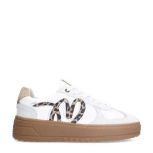 Manfield leren sneakers wit/panter