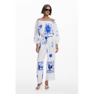 Desigual wide leg jumpsuit wit