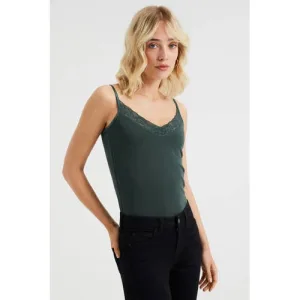 WE Fashion singlet met kant groen