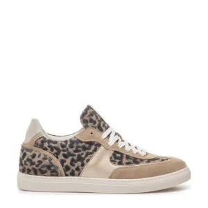 Floris van Bommel Minni 04.02 suède sneakers met panterprint taupe