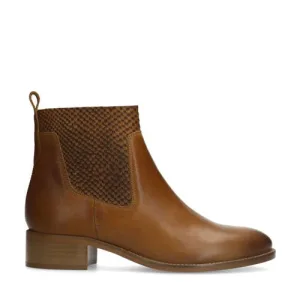 Manfield leren enkellaarzen cognac