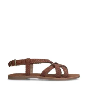 Manfield leren sandalen cognac