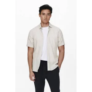 ONLY & SONS linnen casual overhemd ecru