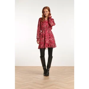 Smashed Lemon 23716-445-999 v-hals jurk met dierenprintfuchsia |