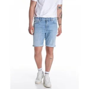 REPLAY tapered denim short light blue denim