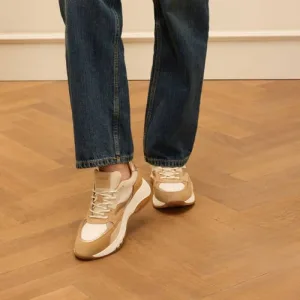 Manfield chunky leren sneakers beige