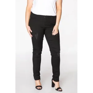 YOEK high waist skinny jeans met slijtage zwart