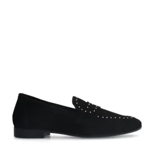Manfield suède loafers met studs zwart