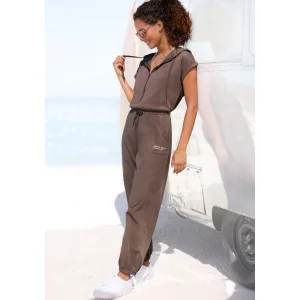 Venice Beach Jumpsuit van jersey, kortärmelige jumpsuit met zakken