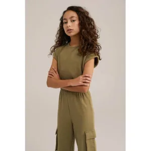 WE Fashion straight jumpsuit kaki