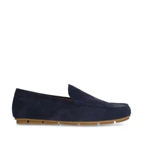 Manfield suède mocassins donkerblauw