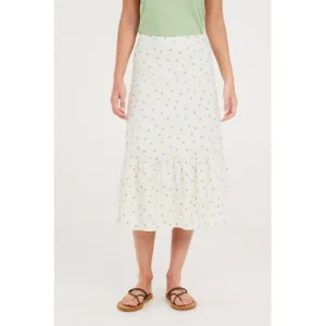 Protest midi rok met all over print ecru/groen
