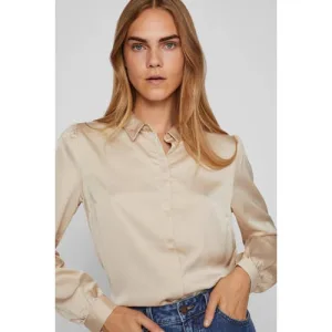 VILA blouse VIELLETTE van polyester champagne