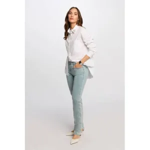 Morgan straight leg jeans light blue denim