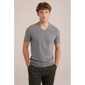 WE Fashion slim fit T-shirt grijs