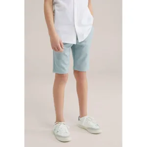 WE Fashion slim casual short lichtblauw melange