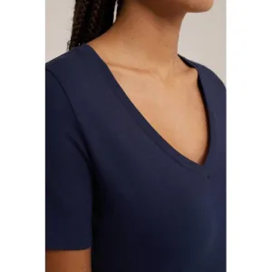 WE Fundamentals basic T-shirt met katoen donkerblauw