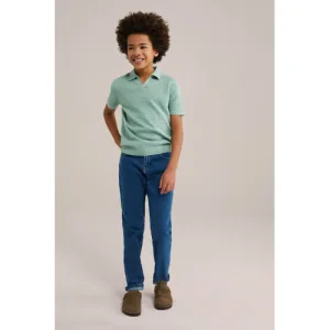 WE Fashion Blue Ridge gebreide polo mintgroen