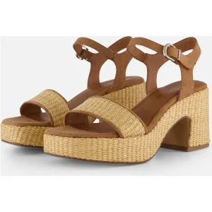 Tamaris Tamaris Sandalen met hak cognac Textiel