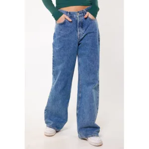 America Today high waist wide leg jeans medium blue denim