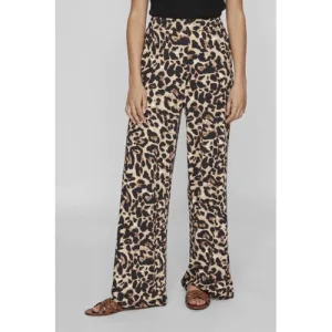 VILA wide leg regular waist casual broek beige