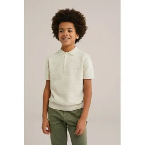 WE Fashion Blue Ridge gebreide polo beige