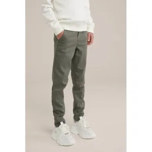WE Fashion Blue Ridge slim fit broek donkergroen