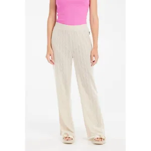 Protest wide leg regular waist broek ecru gebreid