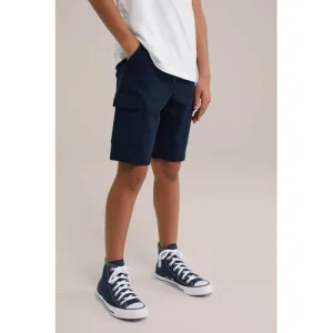 WE Fashion Blue Ridge sweatshort donkerblauw