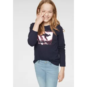 KangaROOS Shirt met lange mouwen getailleerde snit, stijlvolle print, ronde hals