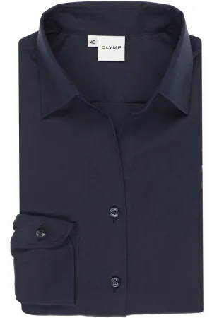 OLYMP Luxor Dames Overhemd marine, Effen