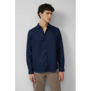 s.Oliver linnen casual overhemd donkerblauw