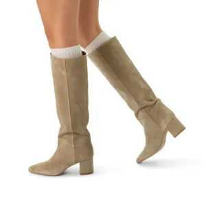 Manfield suéde hoge laarzen beige