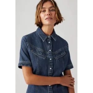 Levi’s denim spijkerjurk dark blue denim