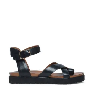 Manfield leren sandalen zwart