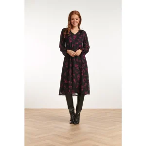 Smashed Lemon 23714-999-380 v-hals jurk met bloemenprintpaars |
