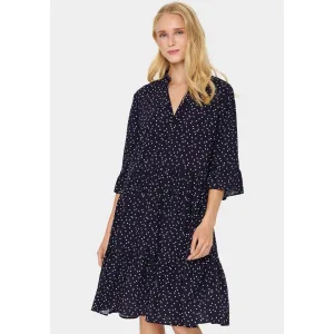 Saint Tropez Blousejurk EdaSZ dress met volants en 3/4 mouwen
