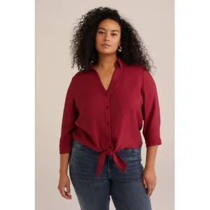 WE Fashion Curve blouse donkerrood