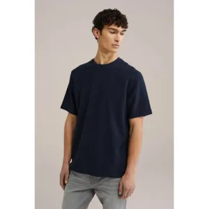 WE Fashion T-shirt met textuur donkerblauw