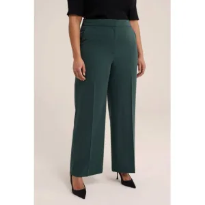 WE Fashion Curve wide leg pantalon donkergroen