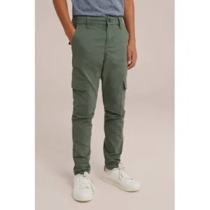 WE Fashion Blue Ridge slim fit cargobroek olijfgroen